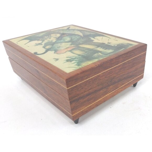 House of Goebel Wooden Jewelry Music Box,  Made In Italy M I Hummel Nice Inlay - Picture 2 of 7
